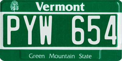 VT license plate PYW654