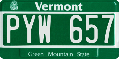 VT license plate PYW657