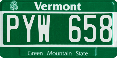 VT license plate PYW658