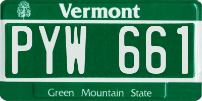 VT license plate PYW661