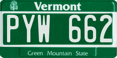 VT license plate PYW662