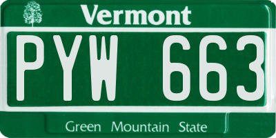 VT license plate PYW663