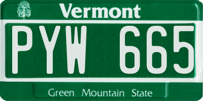 VT license plate PYW665