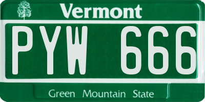 VT license plate PYW666