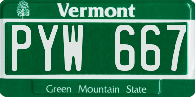 VT license plate PYW667