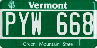 VT license plate PYW668