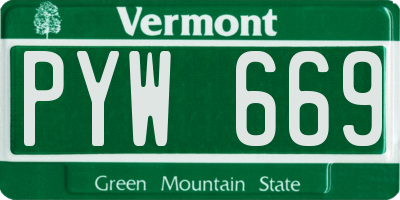 VT license plate PYW669