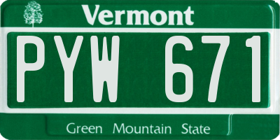 VT license plate PYW671