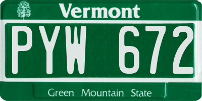 VT license plate PYW672