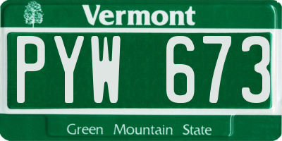 VT license plate PYW673