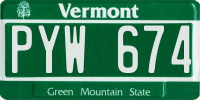 VT license plate PYW674