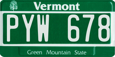 VT license plate PYW678