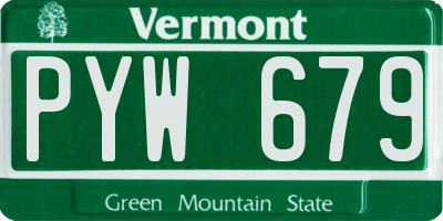 VT license plate PYW679