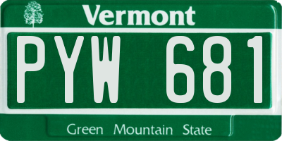 VT license plate PYW681