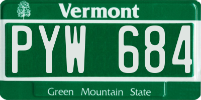 VT license plate PYW684
