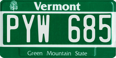 VT license plate PYW685