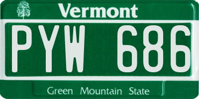 VT license plate PYW686