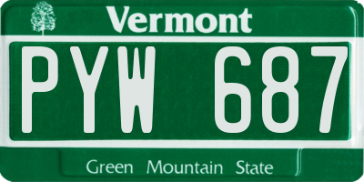 VT license plate PYW687