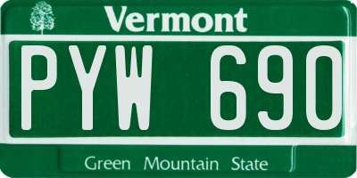 VT license plate PYW690