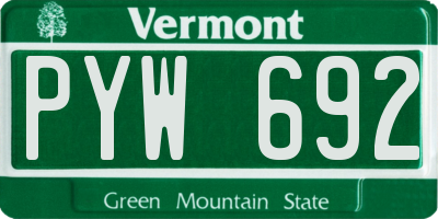 VT license plate PYW692