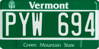 VT license plate PYW694