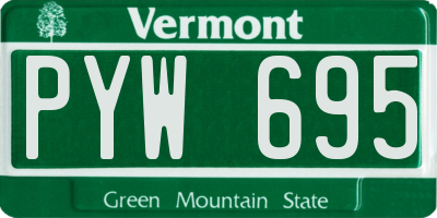 VT license plate PYW695