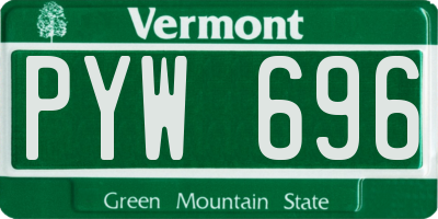 VT license plate PYW696