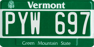 VT license plate PYW697
