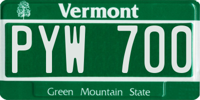 VT license plate PYW700