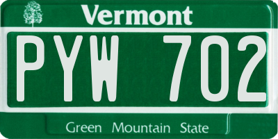 VT license plate PYW702