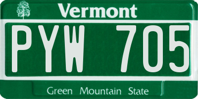 VT license plate PYW705