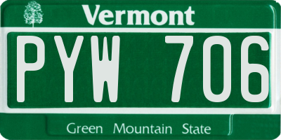 VT license plate PYW706