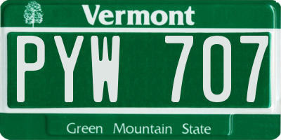 VT license plate PYW707