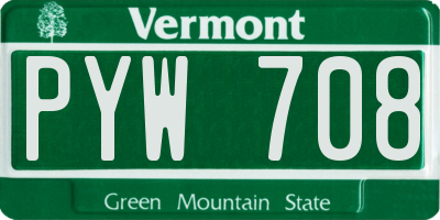 VT license plate PYW708