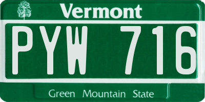 VT license plate PYW716