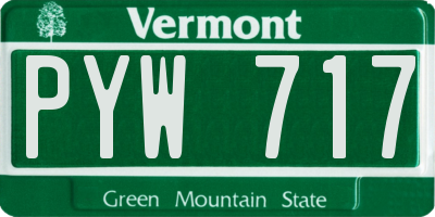 VT license plate PYW717