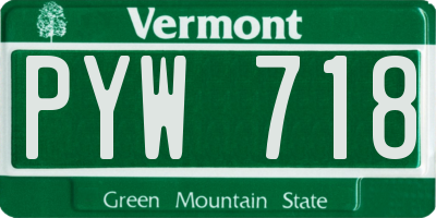 VT license plate PYW718