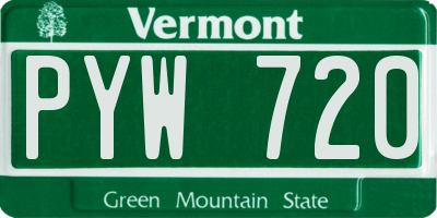 VT license plate PYW720