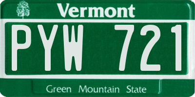 VT license plate PYW721