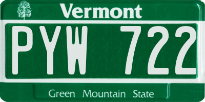 VT license plate PYW722