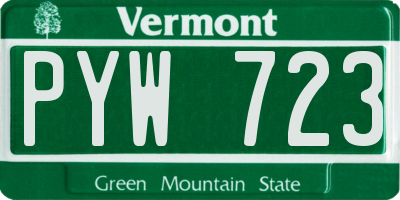VT license plate PYW723