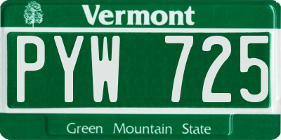 VT license plate PYW725