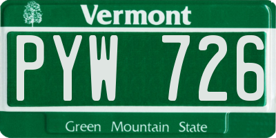 VT license plate PYW726