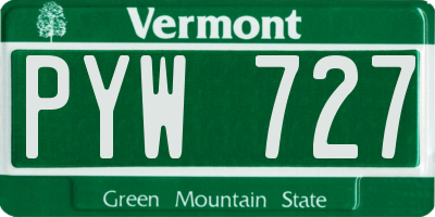 VT license plate PYW727