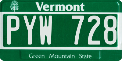 VT license plate PYW728