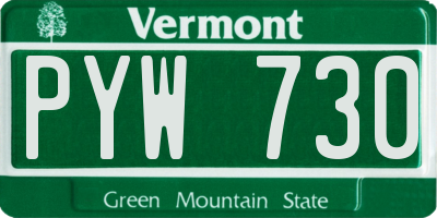 VT license plate PYW730