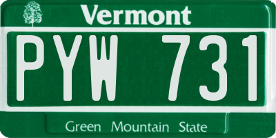 VT license plate PYW731