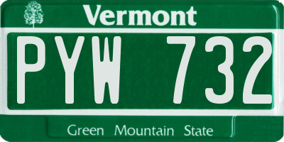 VT license plate PYW732