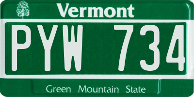 VT license plate PYW734