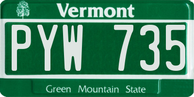 VT license plate PYW735